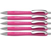 Schneider Slider Rave XB 132509 Lot de 5 stylos à bille (édition spéciale limitée en rose vif, rétractables et rechargeables, indélébile) - Couleur de l'encre: bleu