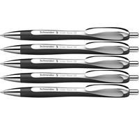 Schneider Slider Rave XB 132549 Lot de 5 stylos à bille (édition spéciale limitée en blanc/noir, rétractables et rechargeables, indélébile) - Couleur de l'encre: bleu