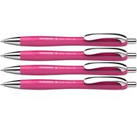 Schneider Slider Rave XB 132554 Lot de 4 stylos à bille (édition spéciale limitée en rose vif, fabriqué en Allemagne) - Couleur de l'encre : bleu