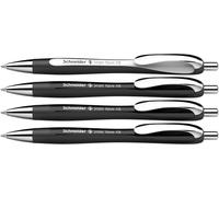 Schneider Slider Rave XB 132584 Lot de 4 stylos à bille (édition spéciale limitée, 3 x noir, 1 x blanc, fabriqués en Allemagne) - Couleur de l'encre : bleu