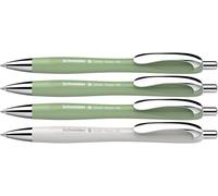 Schneider Slider Rave XB 132664 Lot de 4 stylos à bille (édition spéciale limitée, 3 vert biologique, 1 gris argenté, fabriqués en Allemagne) - Couleur de l'encre : bleu