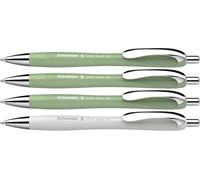 Schneider Slider Rave XB 132664 Lot de 4 stylos à bille (édition spéciale limitée, 3 vert biologique, 1 gris argenté, fabriqués en Allemagne) - Couleur de l'encre : bleu