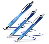 Schneider Slider Rave XB Lot de 3 stylos à bille (épaisseur de trait : XB, encre indélébile, fabrication en Allemagne) Couleur d’écriture : bleu