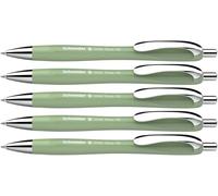 Schneider Slider Rave XB Lot de 5 stylos à bille (écriture douce sans rayures, pour textes longs à l'école, à l'université et au travail) Vert organique Couleur de l'encre : bleu