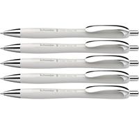 Schneider Slider Rave XB Lot de 5 stylos à bille, écriture douce sans rayures, pour textes longs à l'école, à l'université et au travail, gris argenté, couleur de l'encre : bleu
