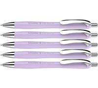 Schneider Slider Rave XB - Lot de 5 Stylos à Bille Encre Bleue | Technologie ViscoGlide, grip caoutchouté, encre indélébile, coloris Rose Fleur pastel - compatible gauchers
