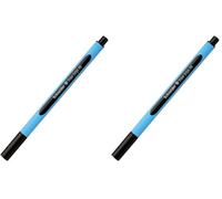 Schneider Stylo à bille pour instruments d'écriture Slider Edge, modèle à capuchon, XB, noir, couleur cyan-noir, (lot de 2)