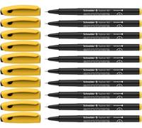 Schneider Topliner 967 Stylo feutre (Fineliner, Pointe Fine 0,4 mm) Lot de 10, Jaune