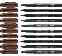 Schneider Topliner 967 Stylo feutre (Fineliner, Pointe Fine 0,4 mm) Lot de 10, Marron