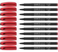 Schneider Topliner 967 Stylo feutre (Fineliner, Pointe Fine 0,4 mm) Lot de 10, Rouge