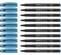 Schneider Topliner 967 Stylo feutre (Fineliner, Pointe Fine 0,4 mm) Lot de 10, Turquoise