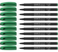 Schneider Topliner 967 Stylo feutre (Fineliner, Pointe Fine 0,4 mm) Lot de 10, Vert