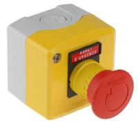Schneider Xalk1781 Station Jaune, 1 Bouton Poussoir à Tête Champignon Rouge, Ø 40 Déverrouillage de Rotation 1Ö