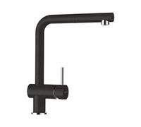 SCHOCK® Epos Onyx Robinet de cuisine haute pression noir avec douchette extensible I Rotatif à 360° I Robinet d'évier de cuisine I Design moderne I Économie d'eau I Mitigeur monocommande en laiton