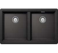 SCHOCK | Évier de cuisine 'BROOKLYN N200U noir absolu, 732 x 438, intérieur bacs 694 x 400, évier 2 baignoire Cristalite, assorti avec mélangeurs, plateaux de cuisson et fours, bord fonctionnel pour