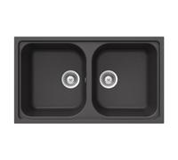 SCHOCK | Évier de cuisine Lithos N200 2 baignoires, matériau Cristalite®, noir absolu, 860 x 500 mm