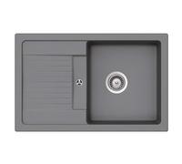SCHOCK Lima D-100S Croma Évier de cuisine, en granit, gris clair, avec bac simple et égouttoir, encastrable à partir de 50 cm, pour meuble bas à partir de 50 cm, robuste et facile d'entretien