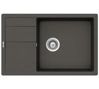 SCHOCK Manhattan D-100LS Évier de cuisine, en asphalte, en granit, avec égouttoir, encastrable pour meuble bas de 60 cm, robuste, résistant aux rayures, avec commande excentrique