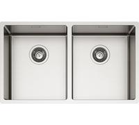 SCHOCK | NOUVEAU TECHNICK N200 Évier de cuisine en acier inoxydable 304, 745 x 440, intérieur baignoires 2 x 340 x 400, évier 2 bacs en acier inoxydable brossé, combiné avec mélangeurs, plateaux de