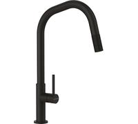 SCHOCK Talinos Robinet de cuisine en acier inoxydable noir avec douchette extractible, robinet haute pression pour évier, lavabo et évier encastrable, noir, design avec mitigeur