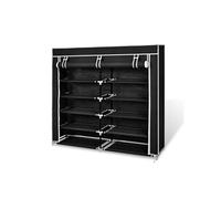 Schoenenkast met hoes 115x28x110 stof zwart 240493
