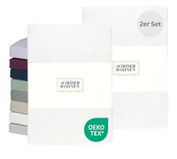 SCHÖNER WOHNEN 2X Drap Housse 180x200 Coton Blanc - Drap-Housse 200x200 Bonnet 30 cm - Housse de Couette pour Matelas jusqu'à 30cm - certifié Oeko-Tex - Linge de Lit pour Maison - Confortable