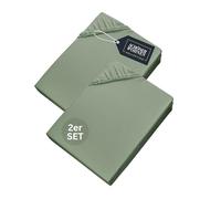 SCHÖNER WOHNEN 2X Drap Housse 180x200 Coton Vert - Drap-Housse 200x200 Bonnet 30 cm - Housse de Couette pour Matelas jusqu'à 30cm - certifié Oeko-Tex - Linge de Lit pour Maison - Confortable