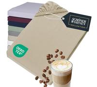 SCHÖNER WOHNEN Drap Housse 160 x 200 Coton Beige - Drap-Housse 140x190 Bonnet 30 - Housse de Couette pour Matelas jusqu'à 30cm - certifié Oeko-Tex - Linge de Lit pour Maison - Doux et Confortable