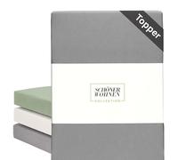 SCHÖNER WOHNEN Drap-housse pour surmatelas 140x200cm Anthracite jusqu'à 160x200cm - Drap-housse de surmatelas de luxe en jersey de coton Öko-Tex Bed Sheets - pour matelas plats de 5 à 15 cm de hauteur