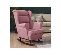 vidaXL Fauteuil à bascule et pieds en bois massif d'hévéa Rose Velours