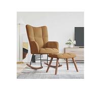 vidaXL Chaise à bascule avec tabouret en velours marron