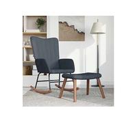 vidaXL Chaise à bascule avec repose-pied Gris foncé Velours