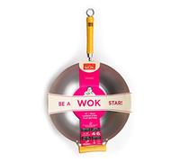 School of Wok "Wok Star" Wok en acier carbone argenté 35,6 cm