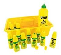 UHU Colle Twist & Glue extra forte - transparente - Coffret scolaire 12 flacons + 1 recharge 500ml
