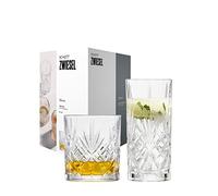 SCHOTT ZWIESEL Set de verres Show (set de 8), 4 gracieux verres à long drink et 4 verres à whisky avec relief, verres en cristal lavables au lave-vaisselle (art. n° 121881)