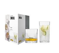 SCHOTT ZWIESEL Set de verres Stage (set de 8), 4 verres à long drink rectilignes et 4 verres à whisky avec relief, verres en cristal lavables au lave-vaisselle (art. n° 121882)