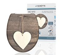 Schütte Abattant WC avec Frein de Chute Déclipsable - Wood Heart | Duroplast résistant aux rayures, lunette WC frein de chute silencieux, compatible cuvette WC suspendue et sur pieds