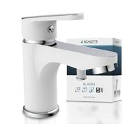 Schuette Mitigeur de lavabo Alaska - Monocommande avec vidage, bouchon Pop Up Blanc/Chrome