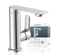 Schütte Arizona Robinet de Lavabo pour Salle de Bain - Bec Pivotant 360° | Mitigeur monocommande lavabo salle de bain, chromé, bonde pop-up incluse, 2 tuyaux flexibles de 400 mm
