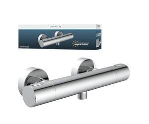 Schütte Los Angeles - Mitigeur Douche Thermostatique 2 Sorties | Chromé, laiton massif, protection anti-brûlure 38 °C, raccord 1/2", robinet douche thermostatique, 2 rosaces incluses