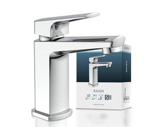 Schütte Raven Robinet de salle de bain cascade - Mitigeur chromé | Mitigeur robinet lavabo salle de bain, monocommande, bonde Push-Pop Up 11⁄4in, 2 tuyaux DVGW 350 mm, cartouche KTW/W270