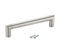 SCHÜCO ALU COMPETENCE Poignée de Meuble Arnold Ø 16 mm en Forme d'Étrier BA 160 mm - Aspect Inox Moleté/Socle Inox