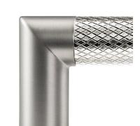 SCHÜCO ALU COMPETENCE Poignée de meuble Arnold Ø 16 mm Poignée de tiroir BA 320 mm Aspect inox moleté/Socle Aspect inox