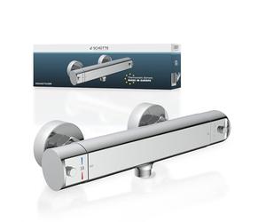 SCHÜTTE 52425 VITA Robinet de douche thermostatique avec protection anti-brûlure à 38 °C, mitigeur de douche extra plat pour la douche en chrome