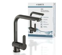SCHÜTTE Mitigeur d'évier RIO – Bec haut orientable à 360°, monocommande – Graphite brillant