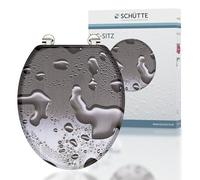 SCHÜTTE 80023 Siège Holzkern en acier gris, le siège de toilette convient à toutes les cuvettes de toilettes standard, charge maximale du siège de toilette 175 kg, motif gris acier