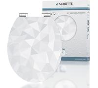 SCHÜTTE Abattant de toilette avec motif DIAMOND High Gloss avec noyau en bois en MDF, abattant de toilette brillant avec motif Soft Close, motif d'abattant de toilette