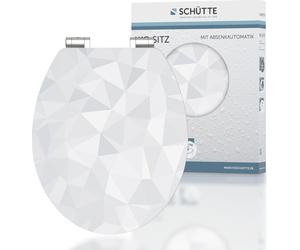 SCHÜTTE Abattant de toilette avec motif DIAMOND High Gloss avec noyau en bois en MDF, abattant de toilette brillant avec motif Soft Close, motif d'abattant de toilette