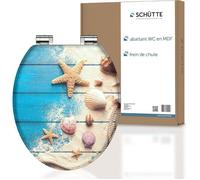 SCHÜTTE Siège de toilette MDF BEACH AND WOOD, siège de toilette avec fermeture souple, siège de toilette avec noyau en bois, couvercle de toilette