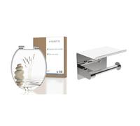 SCHÜTTE Abattant WC Wellness en MDF avec frein de chute Blanc Très grande résistance au poids & Ibergrif MK34053, Porte Papier Toilette, Support Papier Toilette Mural, 304 Acier Inoxydable